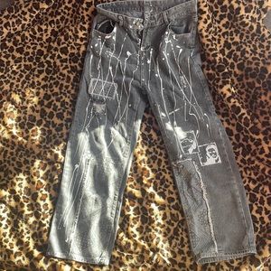 Grunge alt emo goth graphic ripped straight denim jeans